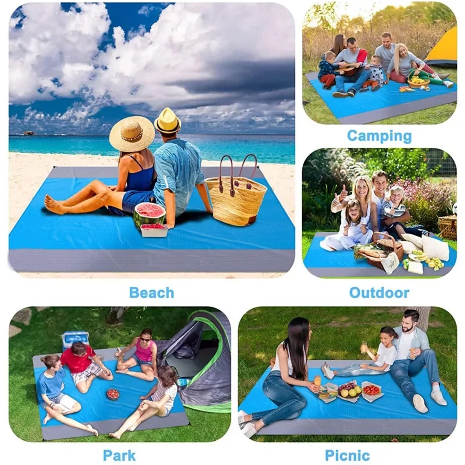 Tappetino da spiaggia impermeabile, pieghevole, portatile, leggero, for picnic all'aperto, asciugamano Per Spiaggia(Color 6,200cm x 210cm)