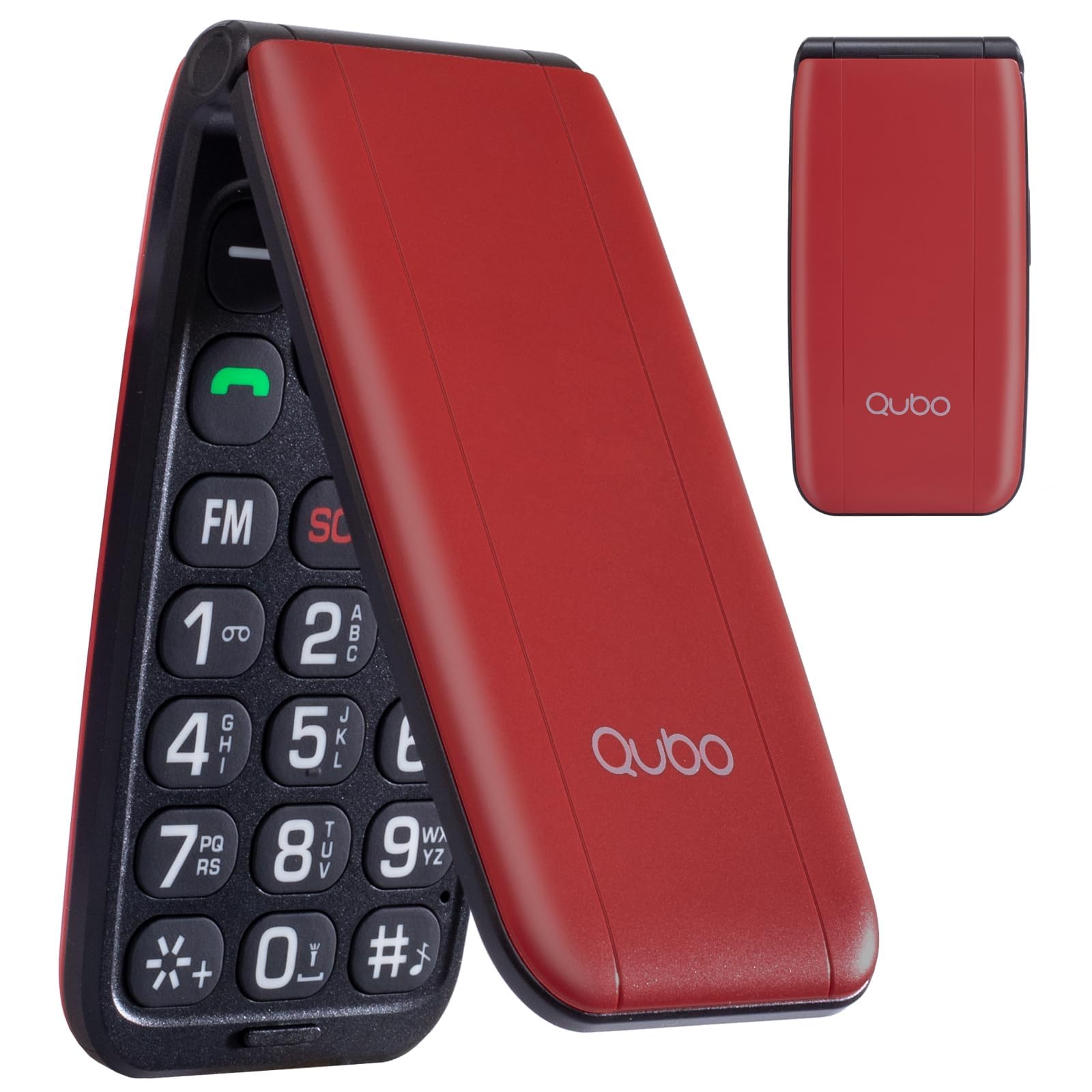 Qubo Seniorenhandy Klapphandy Ohne Vertrag Handy große Tasten Mobiltelefon für Senioren Display 2,4 Zoll, SOS-Funktion, Unterstützung Dual-SIM,Schnellanruf, FM-Radio,Taschenlampe, Rot Qubo Seniorenhandy Klapphandy Ohne Vertrag Handy große Tasten Mobiltelefon für Senioren Display 2,4 Zoll, SOS-Funktion, Unterstützung Dual-SIM,Schnellanruf, FM-Radio,Taschenlampe, Rot