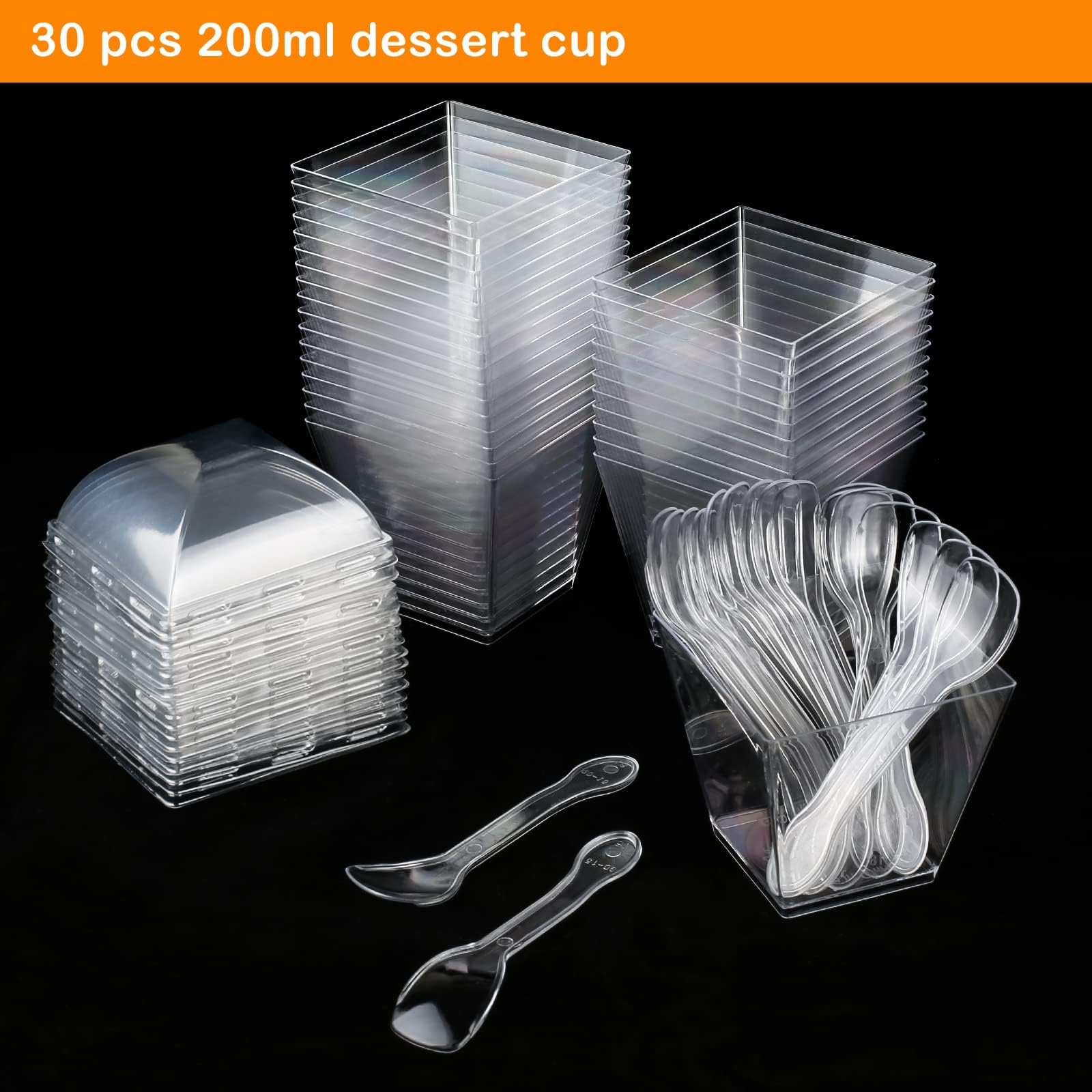 CoKeeSun 20 stuks dessertbekers met deksel en lepels, 170 ml dessertbekerset in de