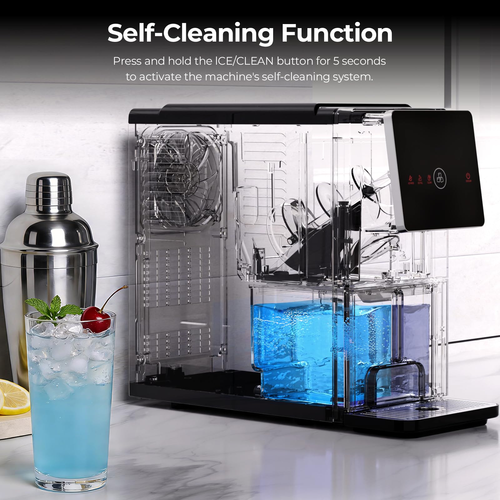 Countertop Ice Maker, 26 Lbs/Day Ice Production, 2 Sizes, 8 Ice Cubes In 6 Minutes - Portable Mini, Energy Efficient, With Basket/Scoop For Home/Party/Travel/Camping/Bar on Fridge.com - View 5