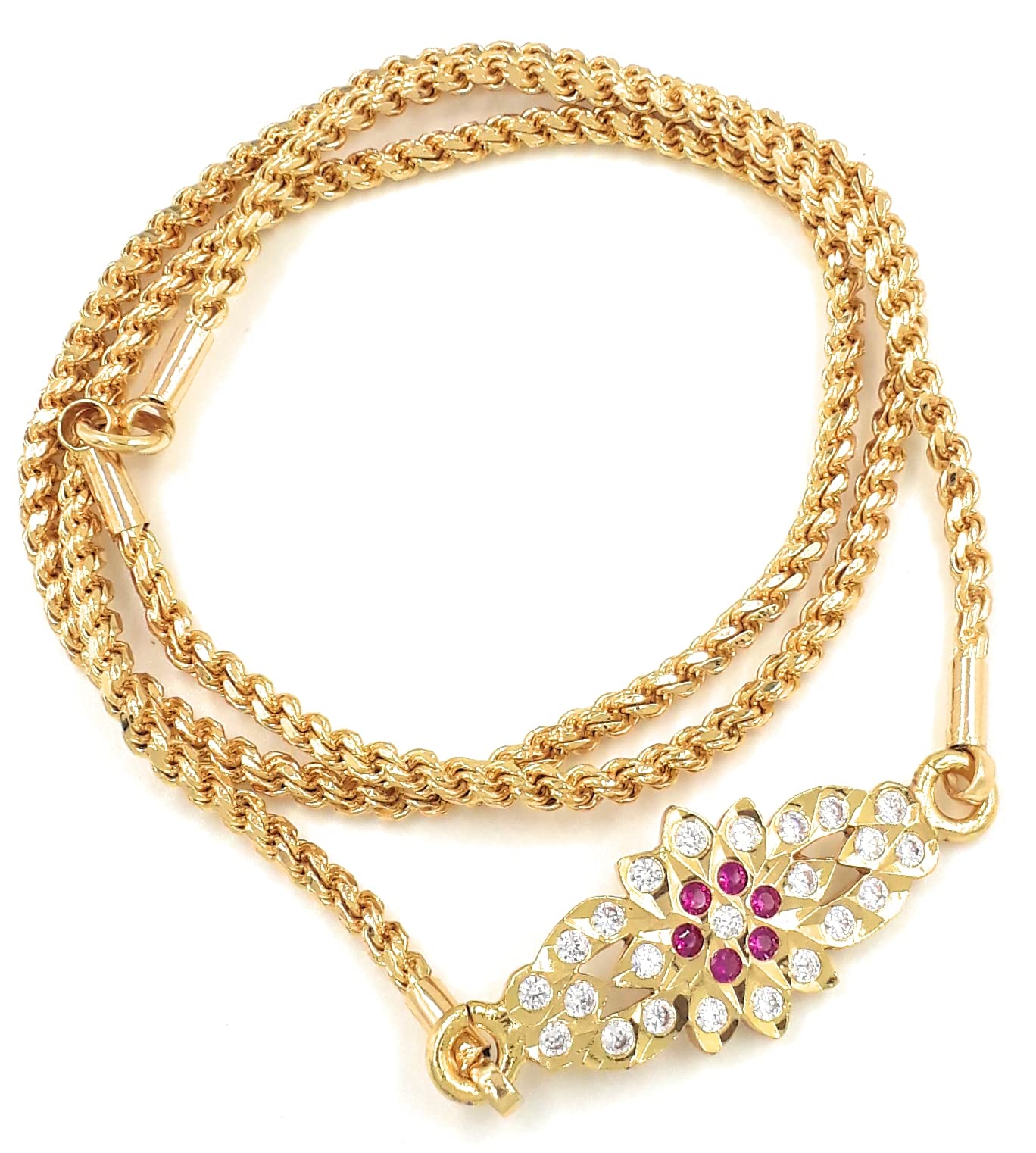 Anujeet Fashion 1987 Latest Stylish Gold Plated Fashion Jewellery Traditional Covering Long AD Stone Mop/Mugappu Saradu Chain for Women & Girls (B0C1N7LHGS) Amazon Price History, Amazon Price Tracker