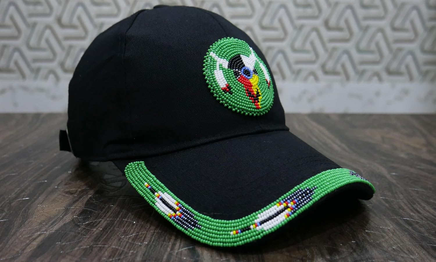 Native American Style Baseball Cap - Beaded Trucker Hat for Men