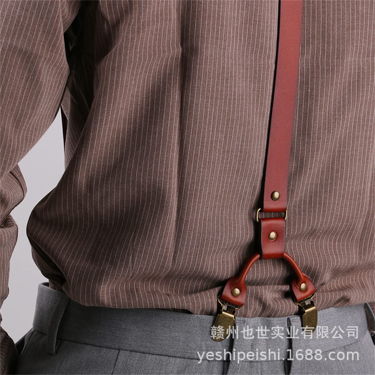 Bretelle nascoste da uomo, Bretelle in pelle da uomo 2-2,3 cm Y sul retro con clip design multicolore