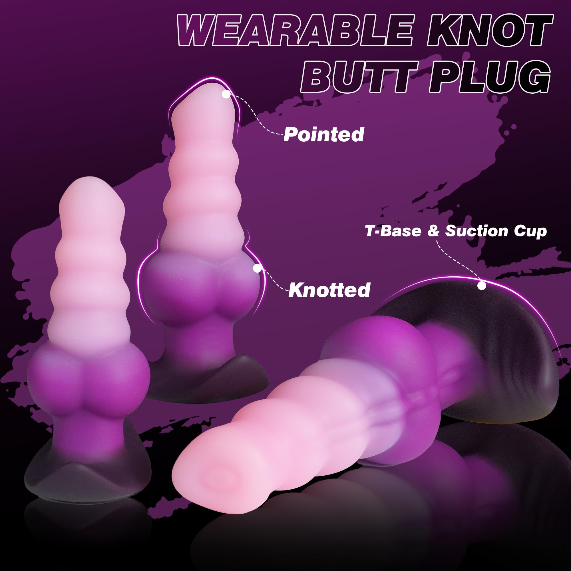6.3" Large Butt Plug Anal Toys Fantasy Knot Dildo, Huge Buttplug Silicone Wearable Vaginal Anal Plugs, onster Horse Dildo with Suction Cup, Prostate Trainer Dilator Adult Toy for Men Women: L