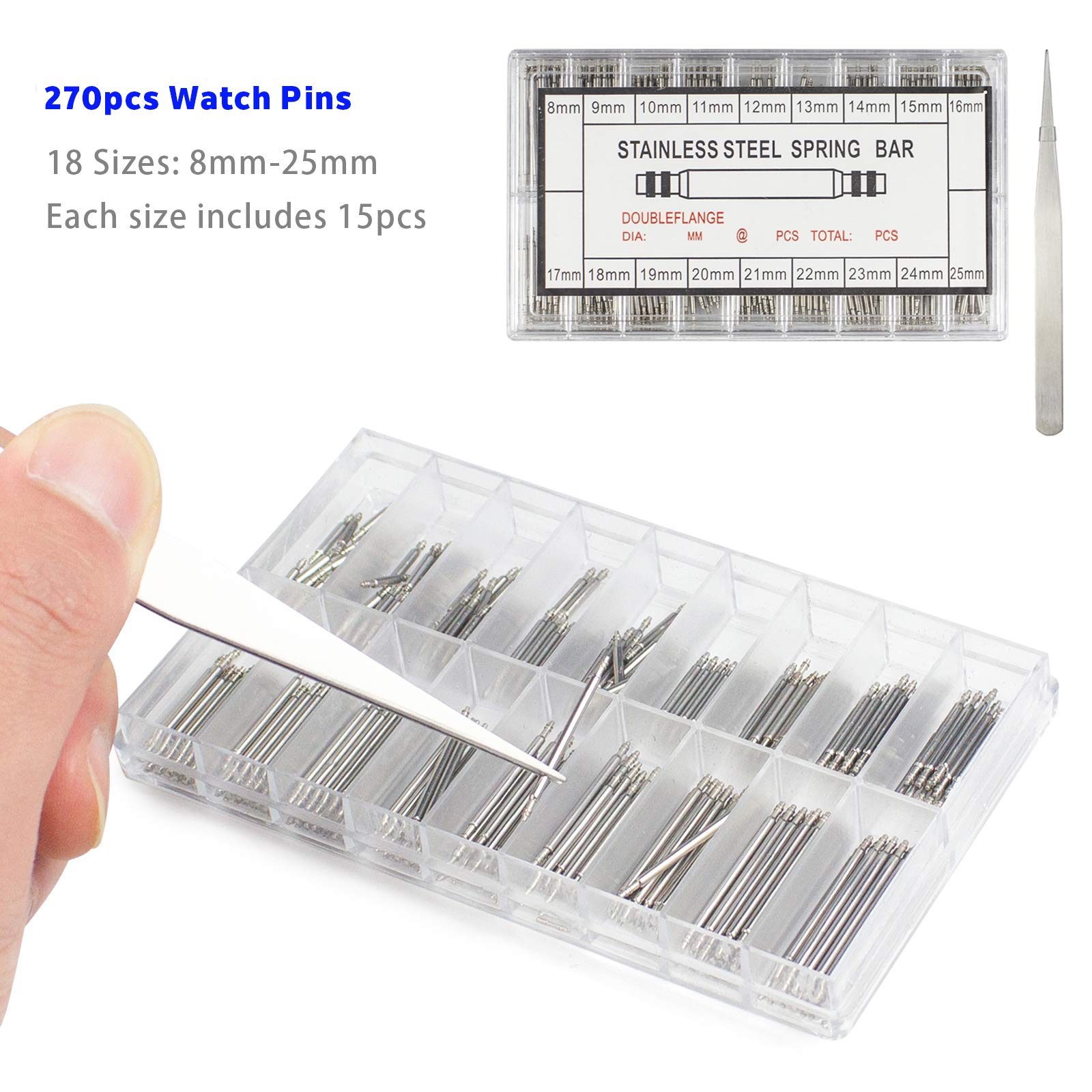 Ziss Uhren-Set mit 15 Werkzeugen, 3-in-1 Uhrenarmband, Verbindungsstift, Werkzeug-Set mit Tragetasche, geeignet für Uhrenschmuck, Brillen für Experten und Anfänger