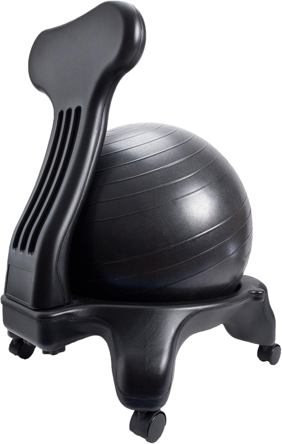 PharMeDoc Exercise Ball Chair with Back Support for Home and Office w/Exercise Yoga Balance Ball, Pump, Removable Back & Lockable Wheels : Sports & Outdoors