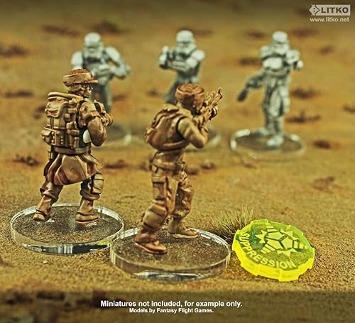 Vista 33 de LITKO Colección de actualización de tokens de juego Fichas de combate Compatible con Star Wars: Legion Pánico Supresión Daño iónico