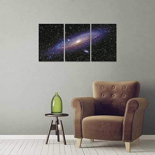 Miniatura 2 de iLOOKLiKE 3 piezas de paisaje espacial con lienzo morado de la Vía Láctea para pared, arte de pared con nebulosa de noche estrellada, imágenes de