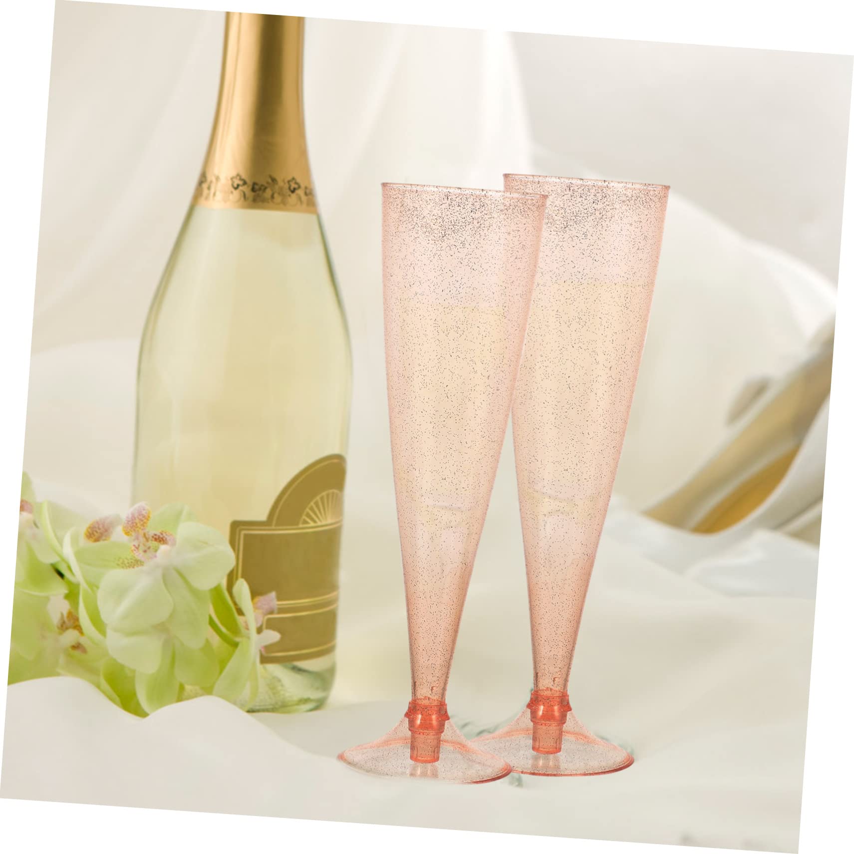 SOLUSTRE 10Pcs Elegant Disposable Flutes for Parties Stylish Wine Glasses for Weddings Celebrations and Events Cocktail Cups with Stem