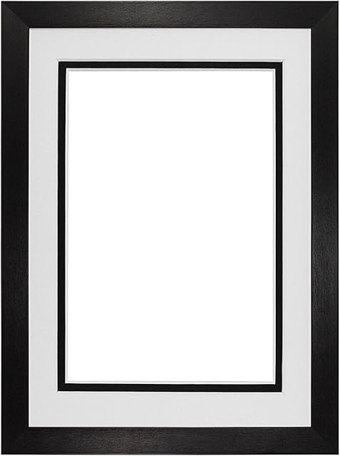 Memory Box Brushed Black Double Mount Photo frame/picture frame/poster frame with Real Glass - White on Black Mount - 12"x10" for 10''x8 pictures