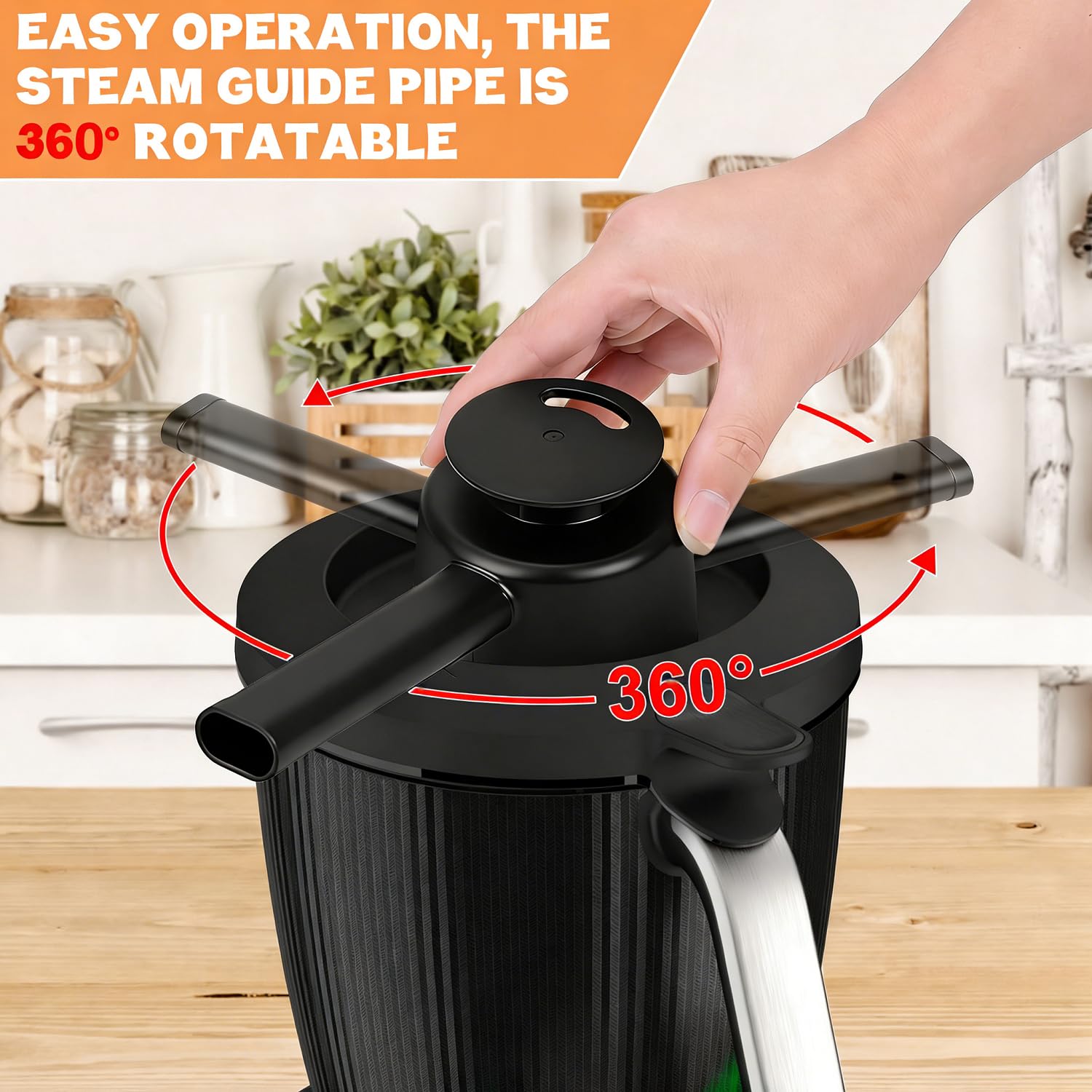 SelfTek Desviador de Vapor para Thermomix TM7 - Accesorio de Redirección de Vapor con Protección Anti-desbordamiento, Accesorio de Desvío de Vapor, Resistente al Calor, Campana Extractora, Gira 360° — view 2