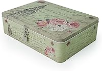 Luwint Vintage Tin Storage Box with Lock & Key - Secret Keepsake for Letters, Cookies, Jewelry, Home Decor Gift