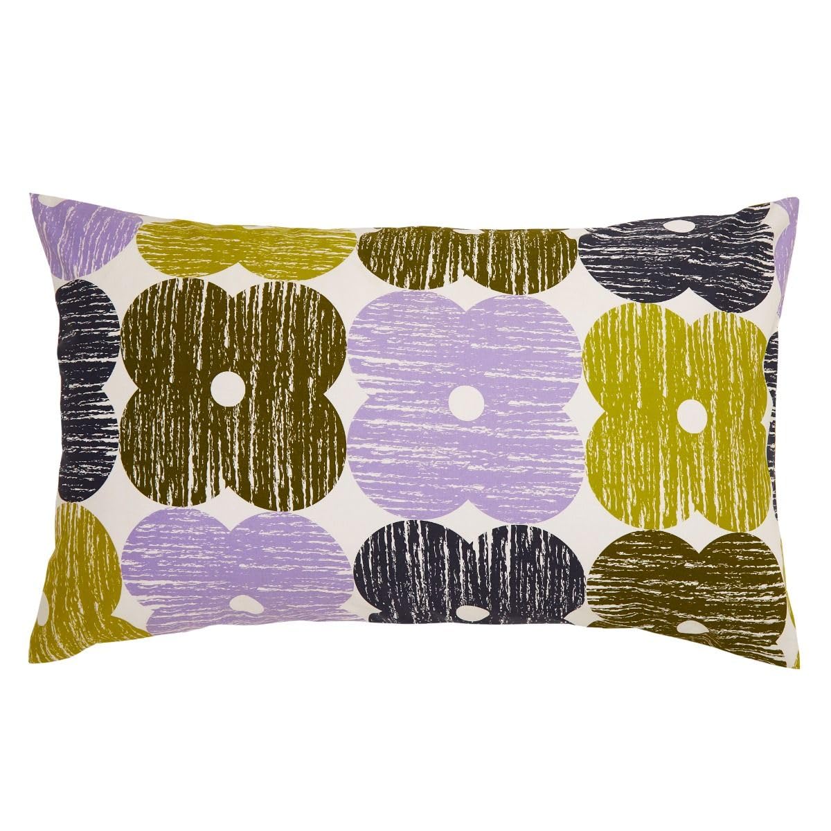 Orla Kiely Lilac Textured Flower Standard Pillowcase Pair, Moss 50 cm x 75 cm x 