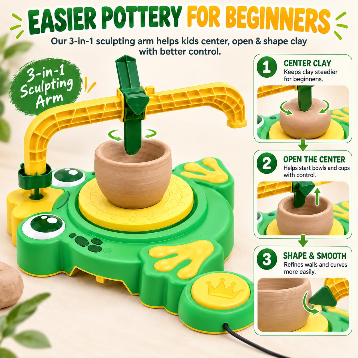 Kids Pottery Wheel Kit - Easy Clay Sculpting! -6