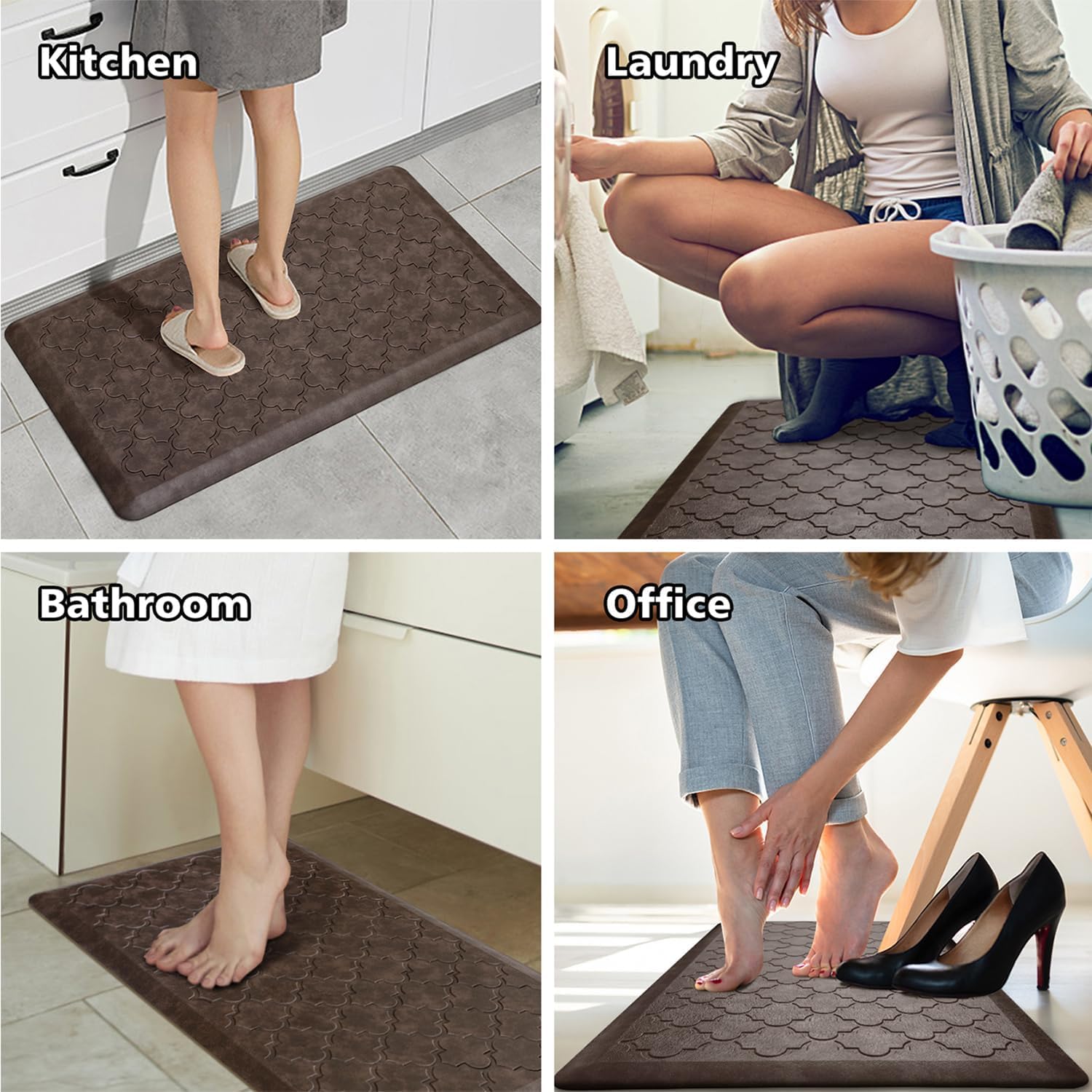 Wiselife Küchenmatte, gepolstert, Anti-Ermüdungs-Matte, 43,9 x 99,1 cm, dick, rutschfest, wasserdicht, Küchenteppiche und -matten, robuster PVC-Schaumstoff-Stehmatte für Küche, Boden, Zuhause,