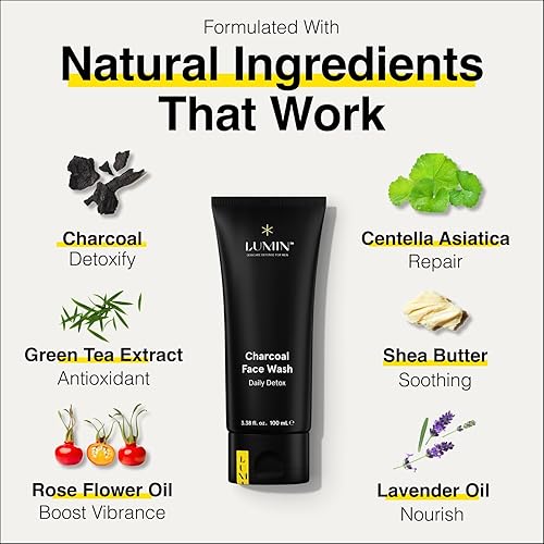 Miniatura 3 de Lumin - Paquete Class Act - Kit de cuidado de la piel para hombres, incluye lavado facial de carbón desintoxicación diaria, desintoxicación profunda