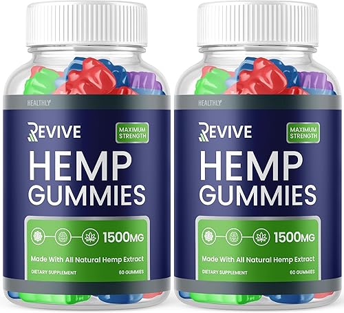 Paquete de 2 gomitas Revive – Revive Hemp Gummies Mezcla de cáñamo de primera calidad, suplemento de extracto de cáñamo de fórmula avanzada Revive,