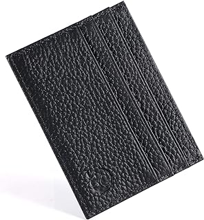 Credit Card Holder Wallet, RFID Blocking Leather Ultra Slim Wallet, Thin Minimalist Credit Card Case Card Protector, Front Pocket Wallets for Men, Women - 6 Card Slots and 1 Pockets (Black)
