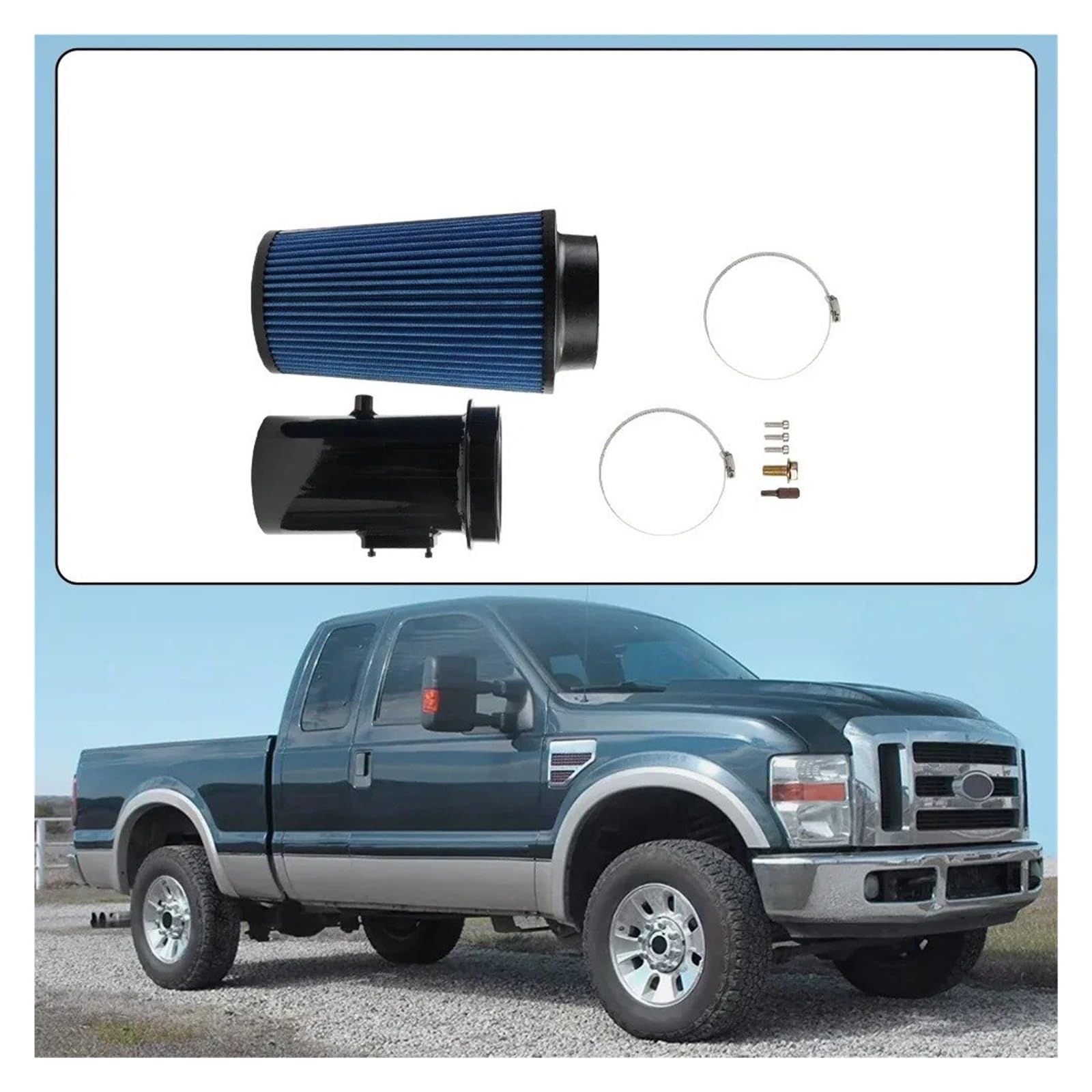 Tubo Entrada Aire Motor Kit Admisión Aire Frío Aluminio Para Ford Para F-250 Para F-350 Para F-450 2008-2010 64 L Filtro Aire Powerstroke Diesel