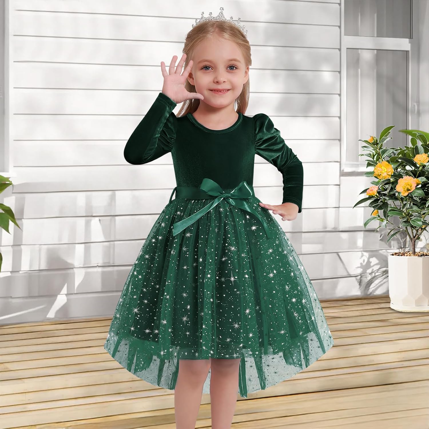 Girls Velvet Christmas Dress Toddler Tulle Sequin Tutu Dresses Kids Winter Party Holiday Casual Princess Dress 2-7Y - Image 4