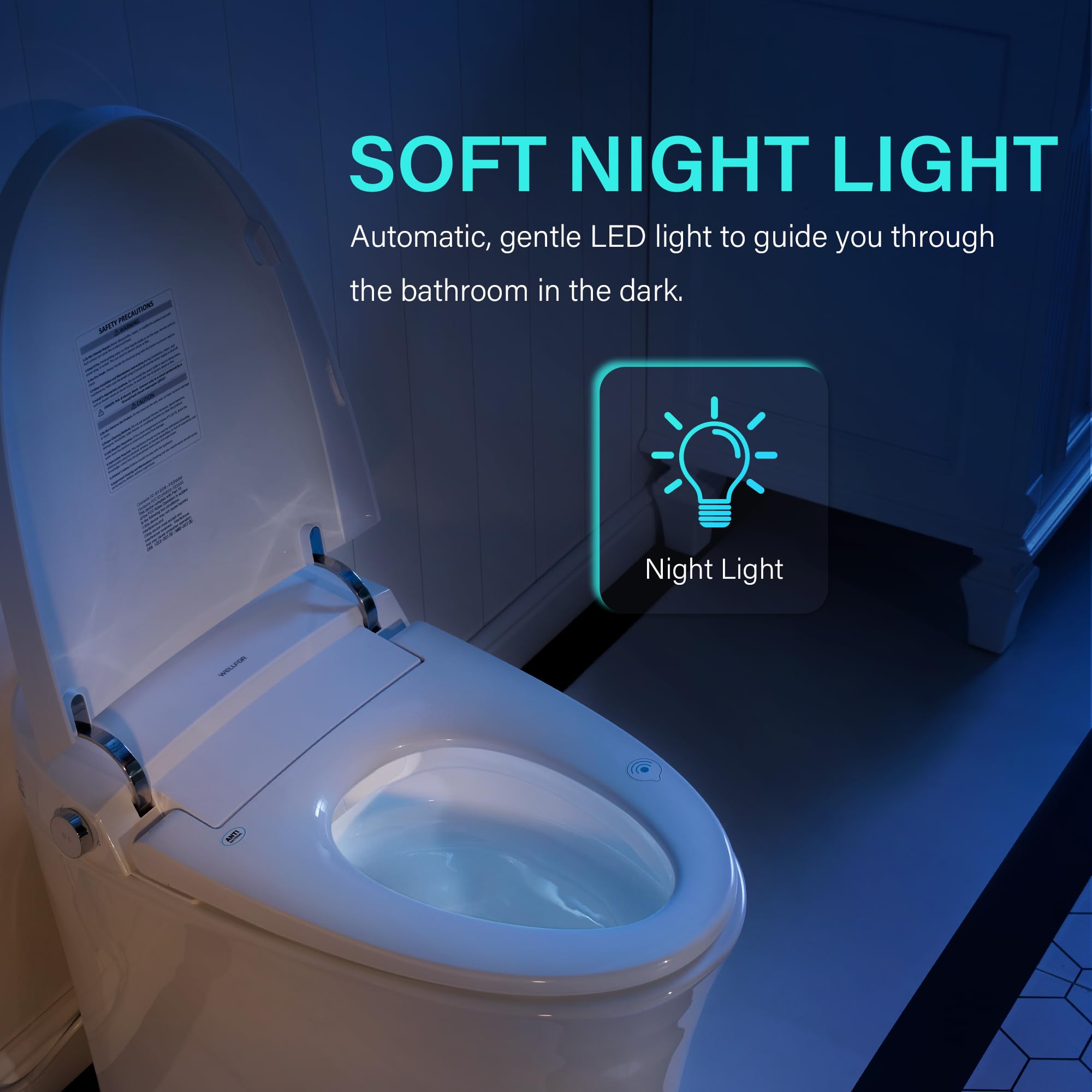 WELLFOR Smart Bidet Toilet with Built-in Tank 1 6 GPF Auto Flush Smart Toilet Heated seat Remote Control — view 12