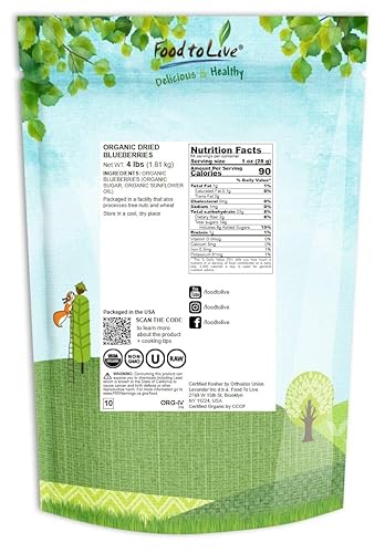 Miniatura 8 de Food to Live Arándanos secos orgánicos, 1 libra sin OMG, kosher, veganos, sin sulfuro, a granel