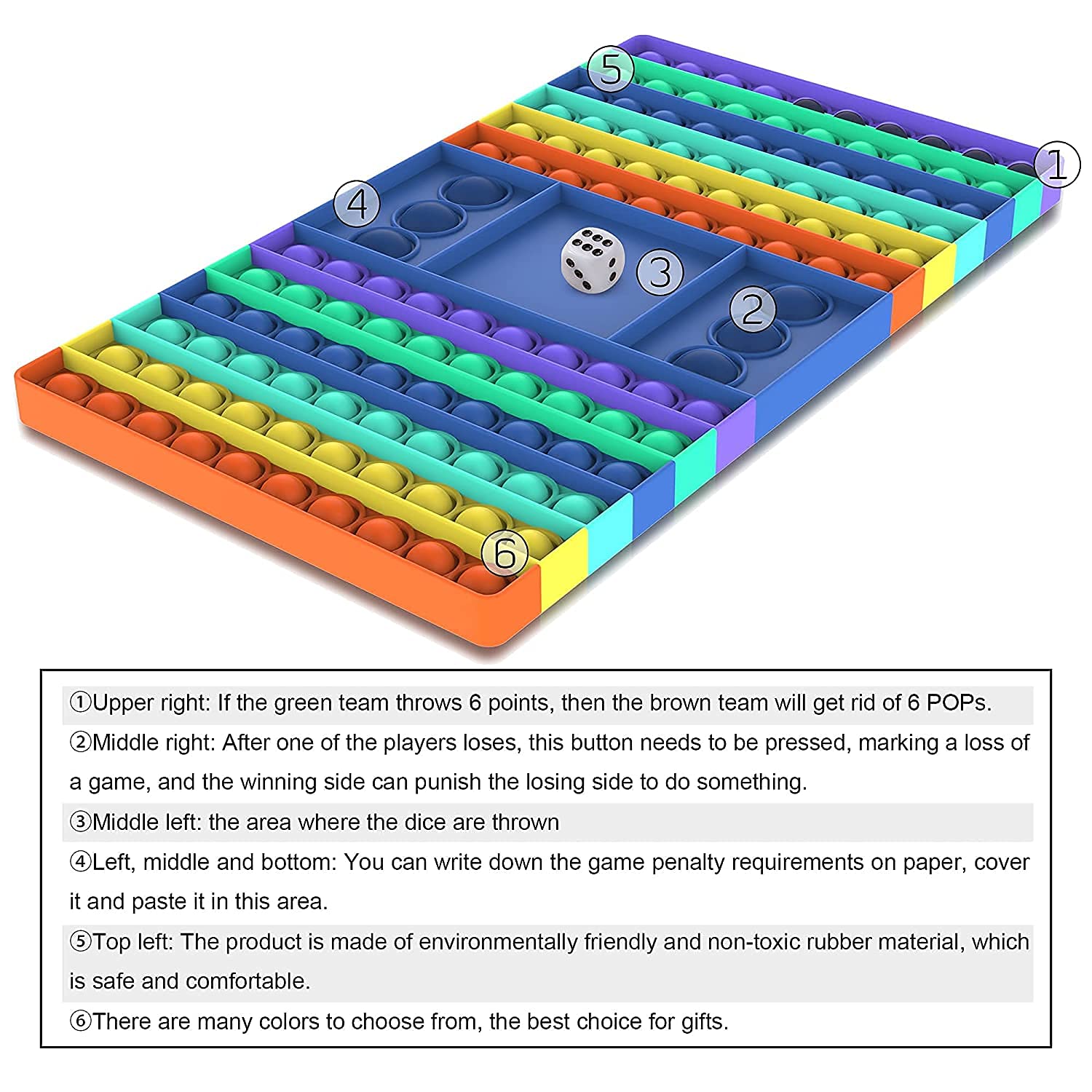 Mahi Enterprise� Big Pop Game Fidget Toys, Rainbow Chess Board Push Bubble Popper Fidget Sensory Toys for Parent-Child Time, Interactive Jumbo Stress Relief Figetget Toy