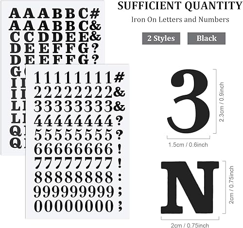 Miniatura 6 de 1408 letras y números para planchar de 0.75 pulgadas, letras de transferencia de calor, números, letras adhesivas, apliques de tela de vinilo para
