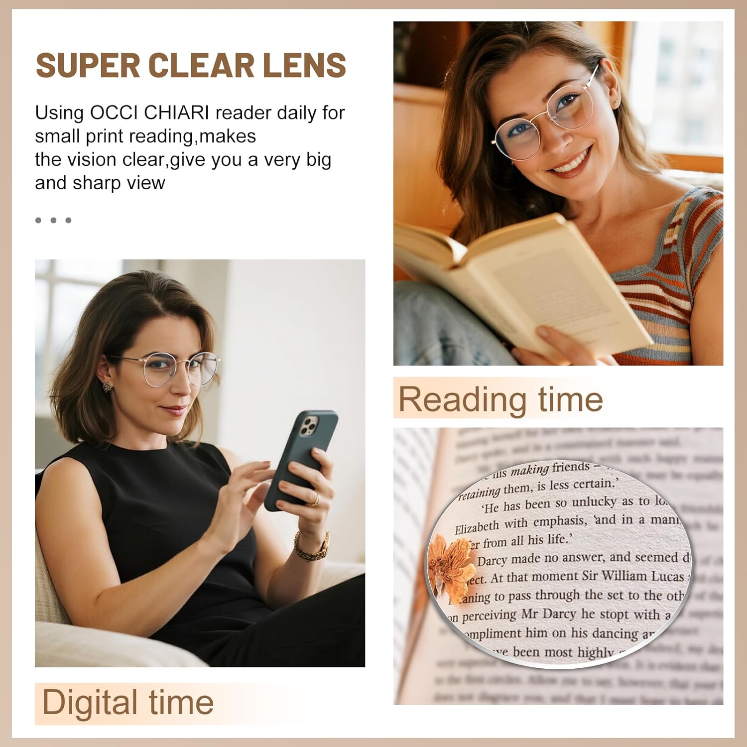 OCCI CHIARI Round Reading Glasses for Small Face Narrow Lightweight Readers - Image 3