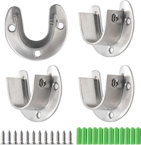 Miniatura 9 de 2 piezas de enchufe de varilla de acero inoxidable resistente, soporte de armario soporte de barra de brida soporte de barra de armario soportes de