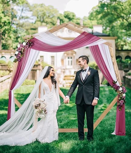 Miniatura 2 de DearHouse 2 paneles de tela para cubrir el arco de la boda, 29.5 x 18 pies, cortinas de tela perlada para boda, cortina de telón de fondo