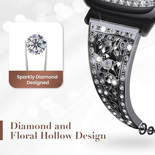 Miniatura 3 de Goton Compatible con Fitbit Versa 3 Band, pulsera de repuesto de diamantes brillantes para mujer y funda protectora de parachoques compatible con