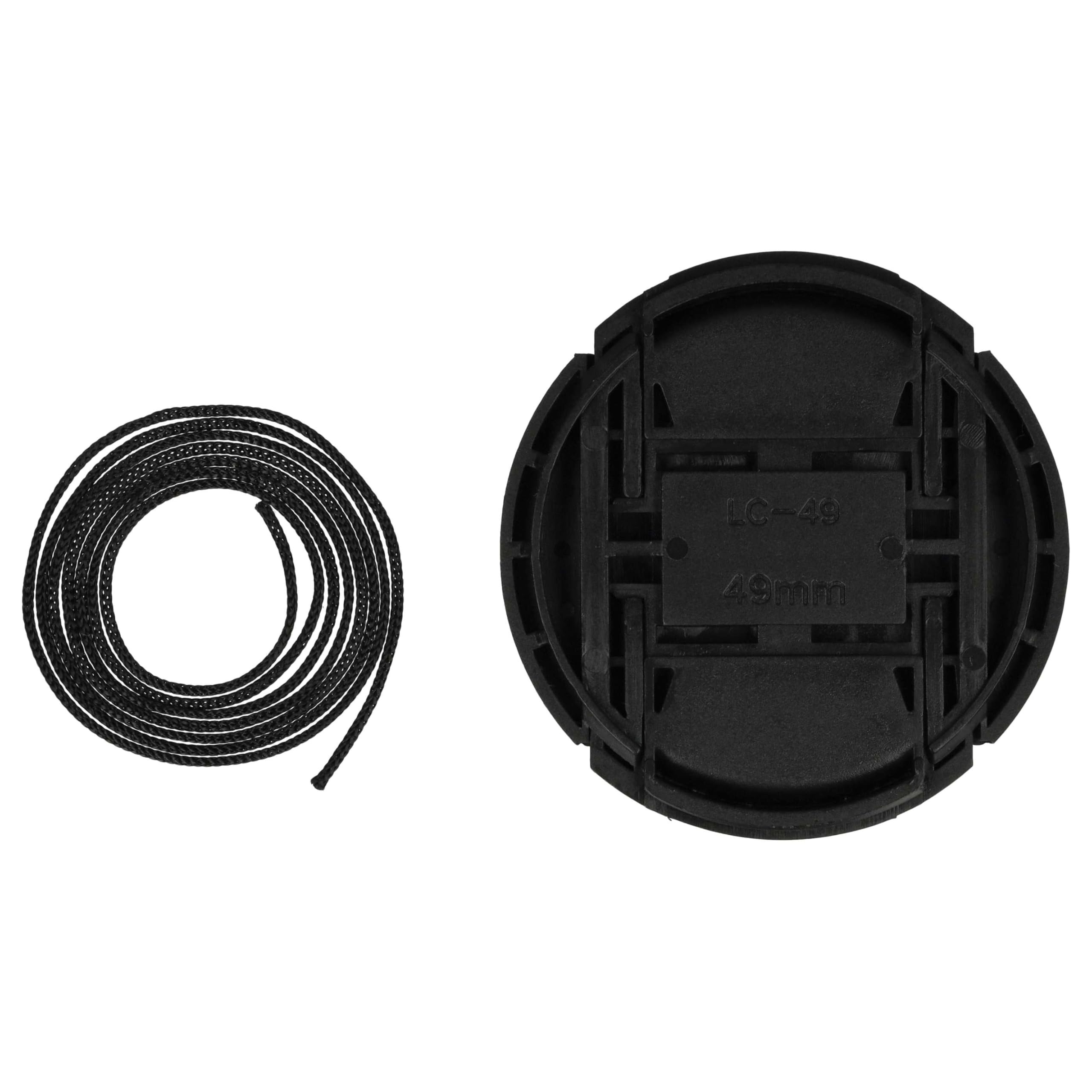 Vhbw Objektivdeckel 49 Mm Universal - Kunststoff, Weiß, Mit Innengriff & Sicherungskordel, Für Kamera-Objektive