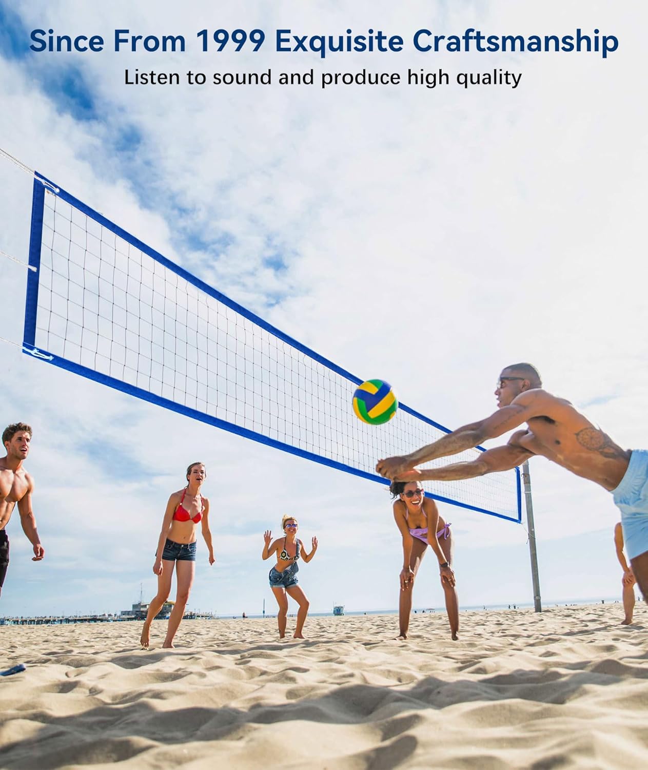 𝙉𝙀𝙒 Professional Volleyball Net Heavy Duty, 46 FT Aircraft Steel Cable, Upgraded Weather Resistant, Portable for Outdoor & Indoor, Pool, Trees, Backyard, Yard, Beach, Park, 32x3FT(Net Only)