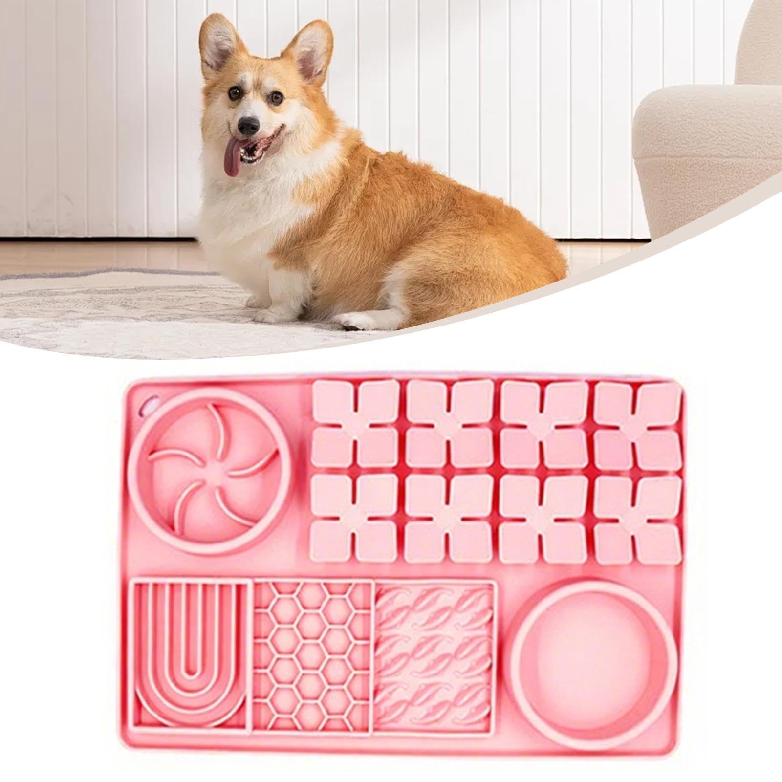 Fütterungs Und Leckmatte, Geruchstraining Futterspender, Schnüffelmatte für Welpen, Wohnungskatzen, Kleine Und Große Hunde, Rosa