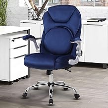 Executive Office Chair with Lumbar Support, Back Support Office Chairs with Wheels, 90-120°Rocking High Back Ergonomic Desk Chair with Flip-up Armrs, Home Computer Chair (Blue)