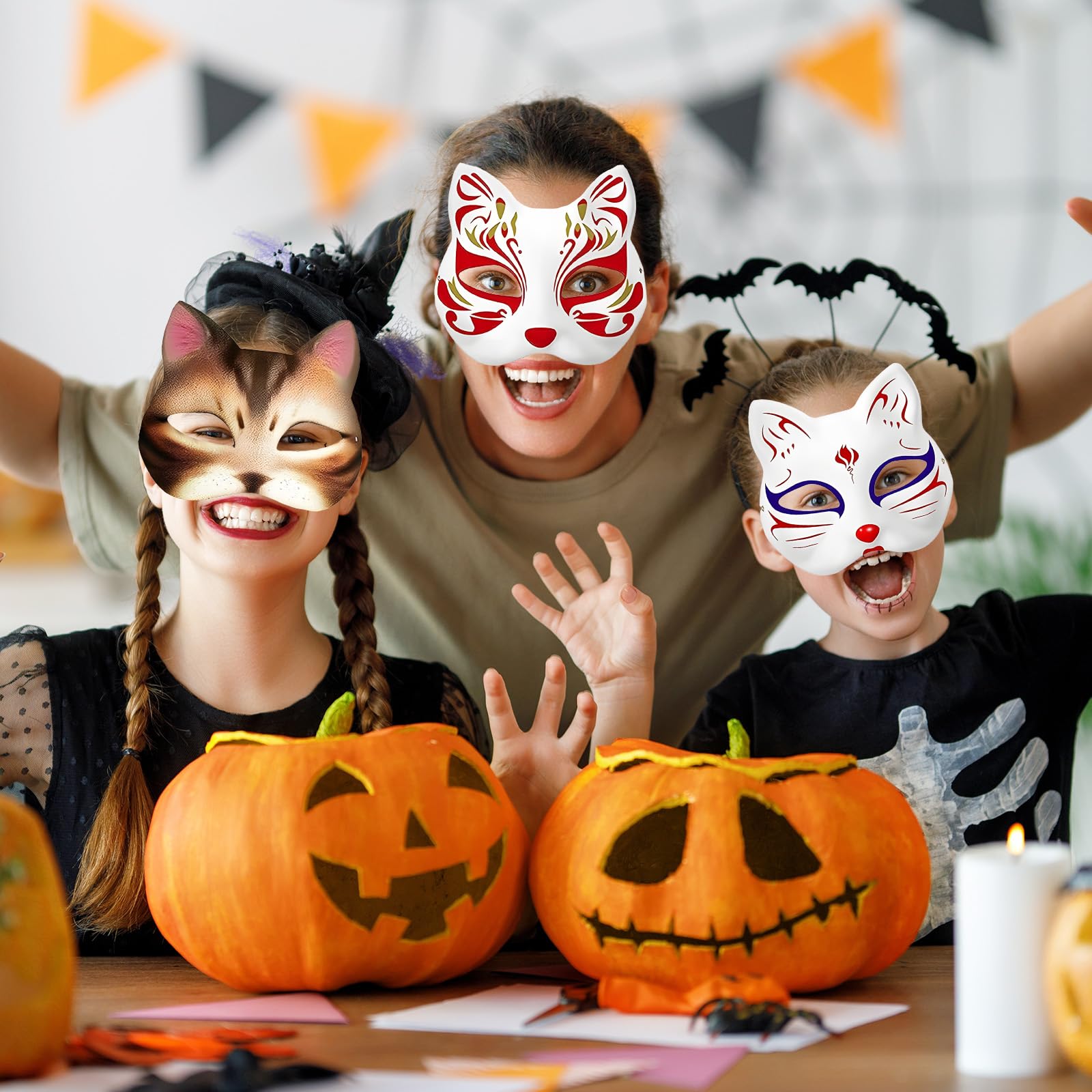 Starvortex 10 Pezzi Maschera Gatto Fai Da Te, Kit Completo con Colori Acrilici e Pelliccia Sintetica per Therian Mask, Maschere da Gatto Personalizzabili per Halloween, Carnevale, Cosplay