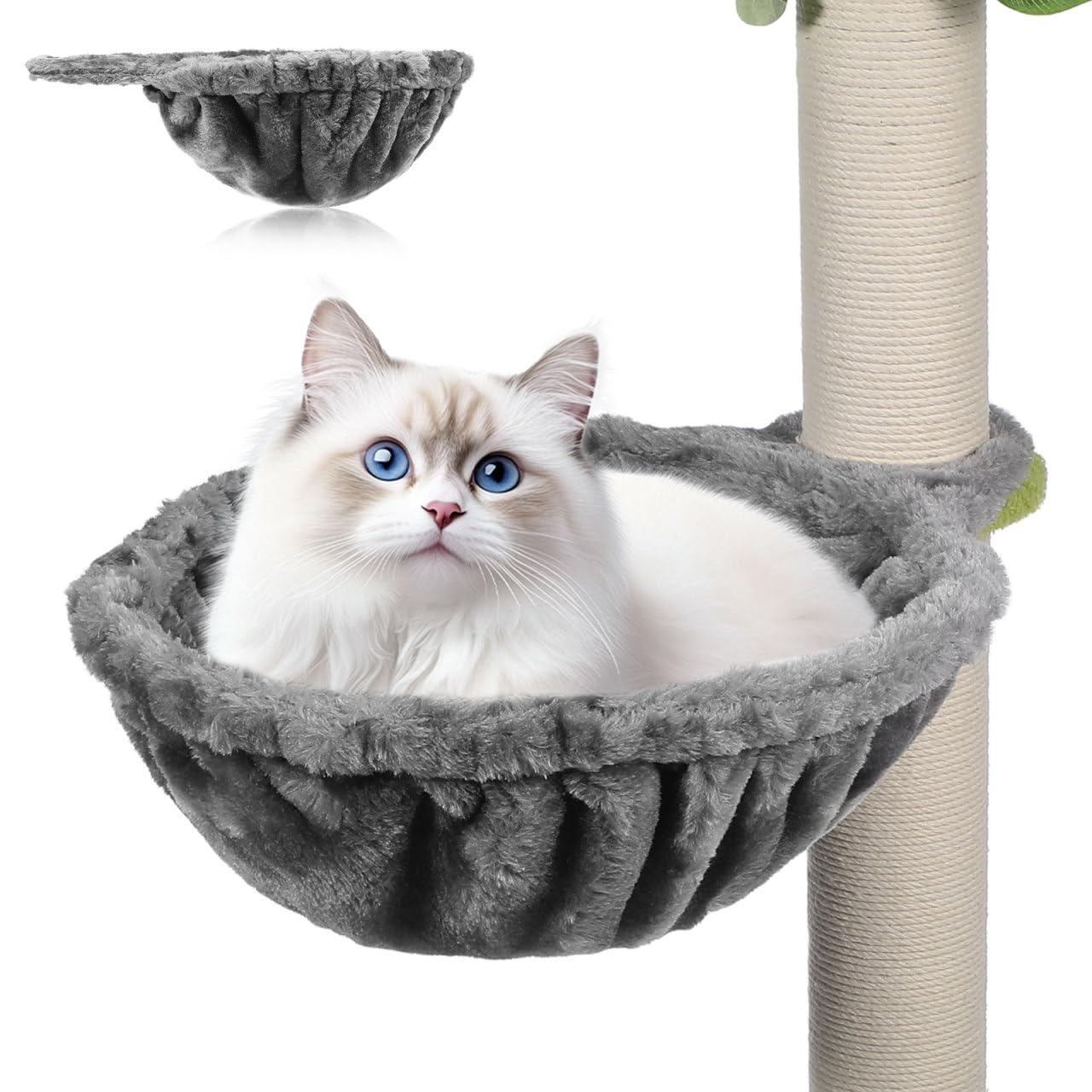 Abaodam Cat Tree Hammock Attachment Gray Deep Basket Replacement Seat for Cats Tree Indoor Spacious Soft Fabric Lint Safe with Enhanced Stability and Easy to Clean Material 30cm