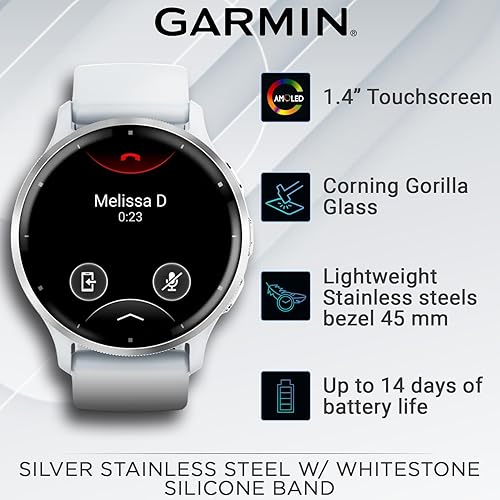 Miniatura 3 de Wearable4U Garmin Venu 3 Reloj inteligente plateado de acero inoxidable de 1.772 in  AMOLED de 1.4 pulgadas de duración de la batería de hasta 14