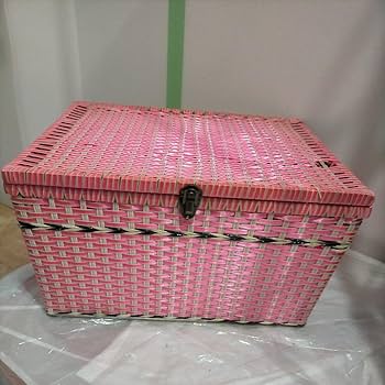 ♪ アンティーク昭和レトロ ビニール編みカゴ収納ケース希少 上下セット❣️ Amazon | 昭和レトロ 収納ケース ビニール 編み かごピンク