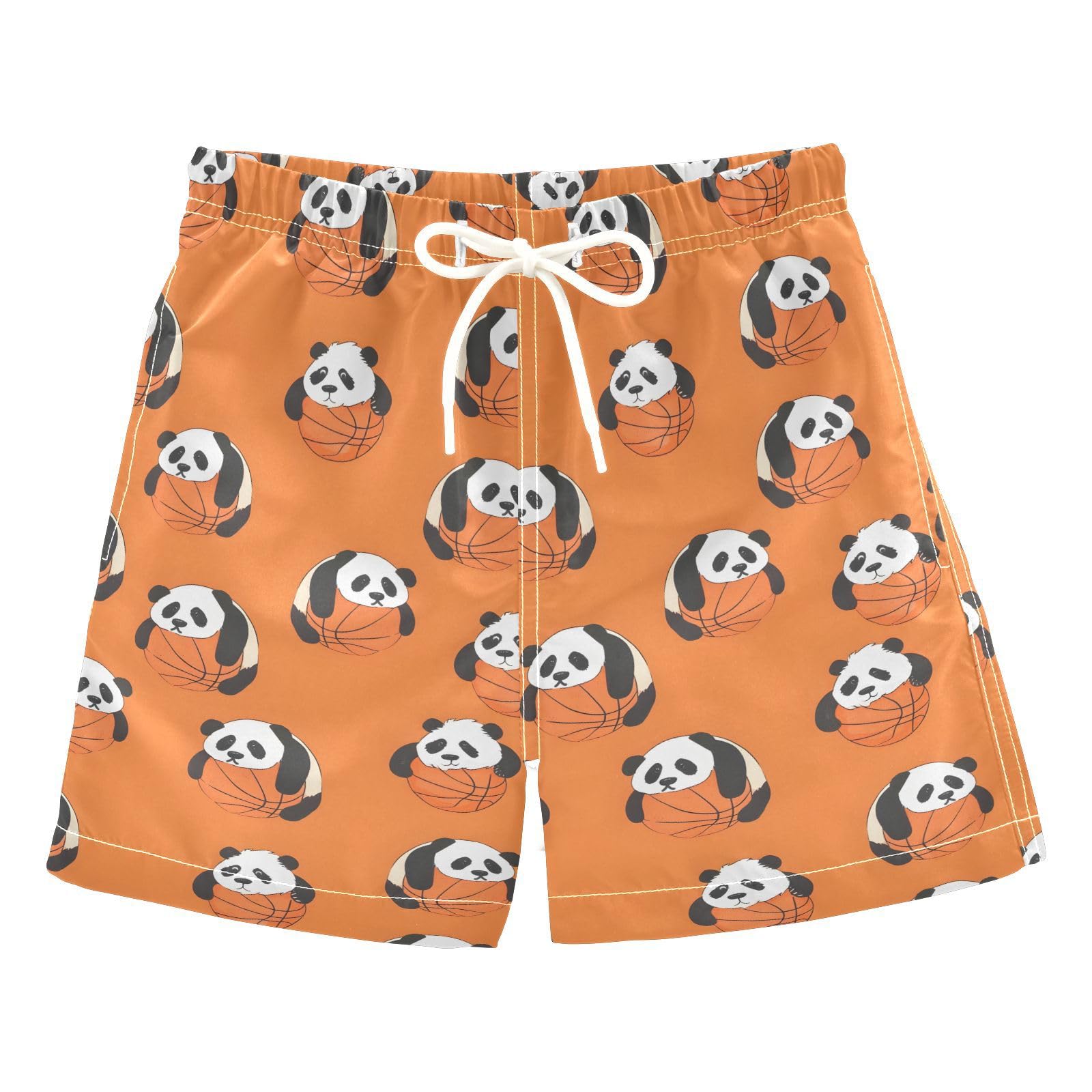 ALAZA Panda Basketball Ball Animal Boys Quick Dry Beach Board Shorts Kids Swim Trunks Bathing Suit Swimsuit 3T Multicolor