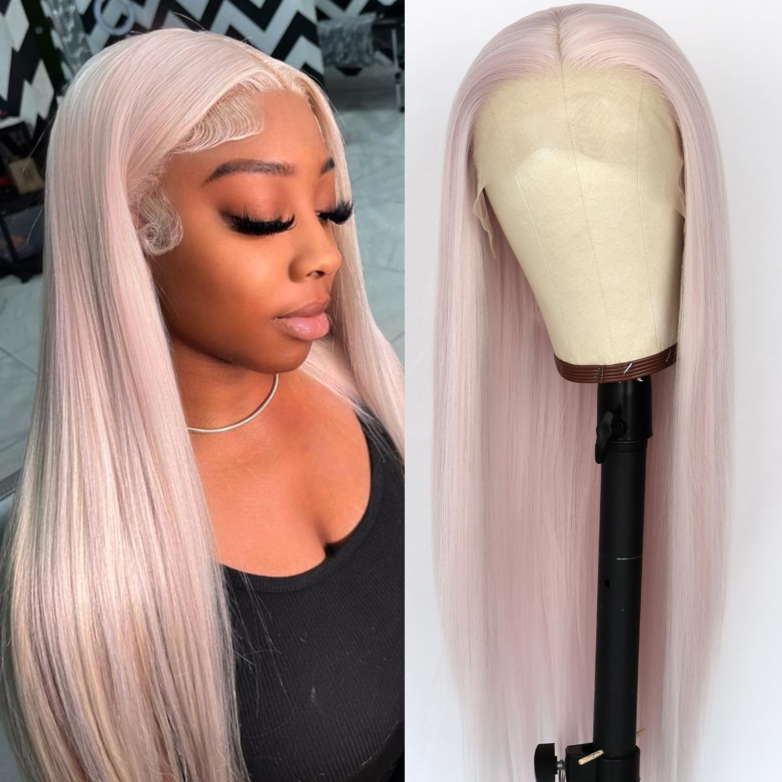 ✨ CANEIS 24” PINK & BLONDE LACE FRONT WIG? *NWT* Amazon.com : JPIKAQIU 24 Inch Ice Pink Hair Synthetic Lace  main image 2