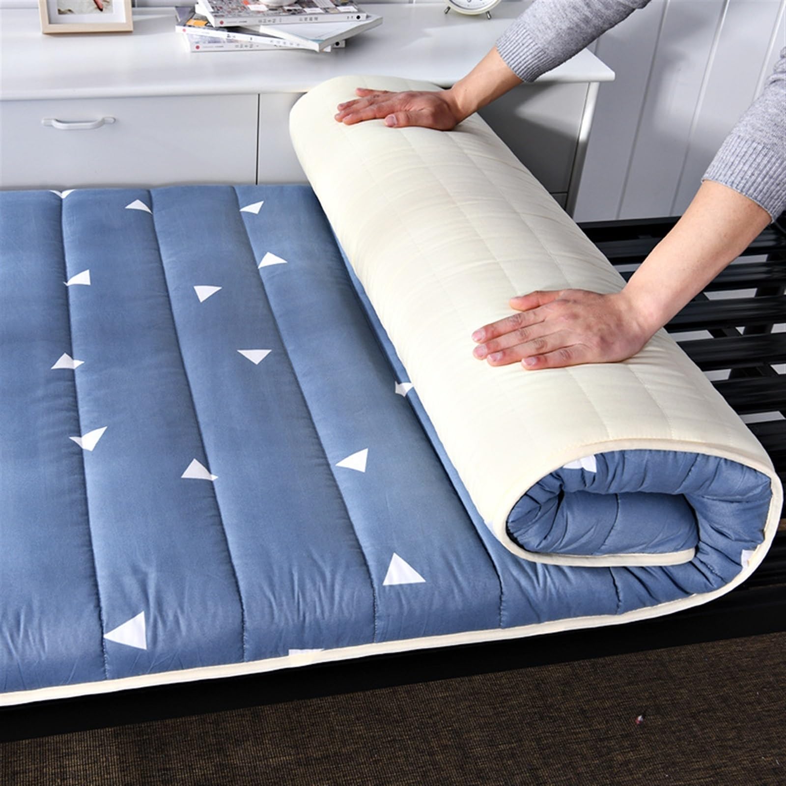 Colchón de Piso Grueso Colchón portátil Plegable Suave Futones japoneses Individuales Dobles, Colchoneta Enrollable de Tatami japonés Colchón Plegable (Color : B, Size : 90x200cm(35x79inch))