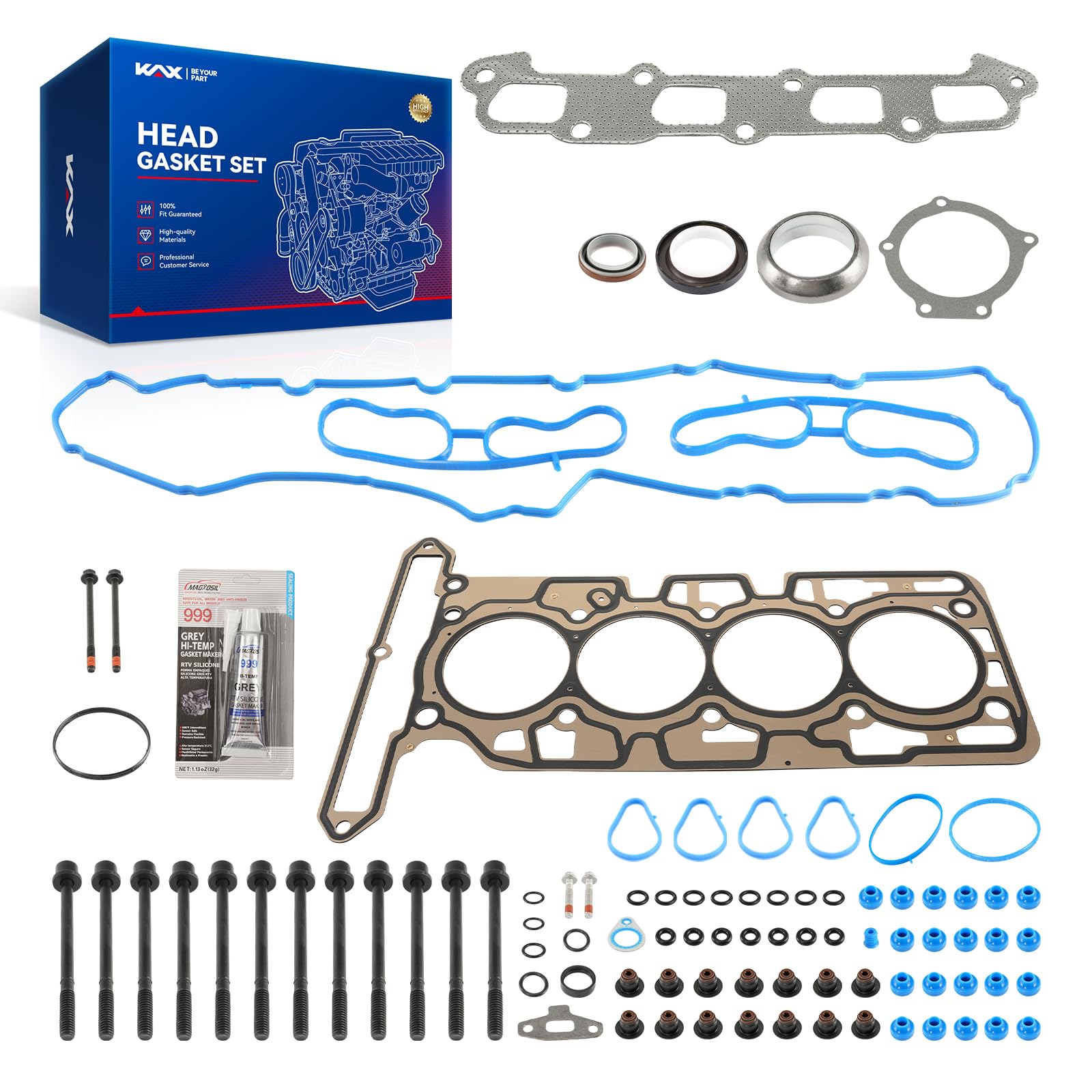 KAX Engine Cylinder Head Gasket Set Compatible with Chevy Colorado 2009 2012 2.9L, GMC Canyon 2009 2.9L, Isuzu i-290 2008, Head Gasket Kit, OE# ES71334, GS33416, HS26389PT, HS54981, CS26335