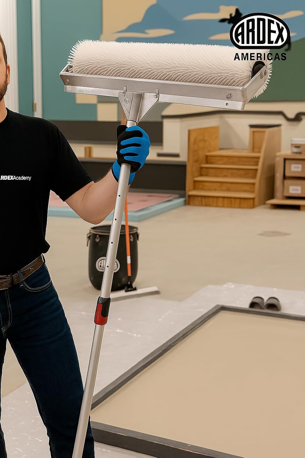 Ardex T-6 Spike Roller and Aluminum Frame 24" x 13/16" – Lightweight Professional Tool for Air Release, Floor Leveling, Ensuring Floor Coating Adhesion