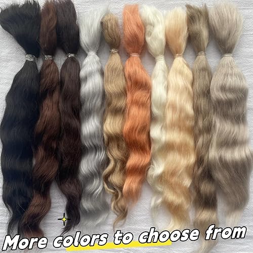 Miniatura 4 de Mohair para hacer pelucas de muñeca, cabello rizado mohair DIY para muñeca peluca de repuesto hecha a mano, materiales para manualidades (A1-0.71 oz)