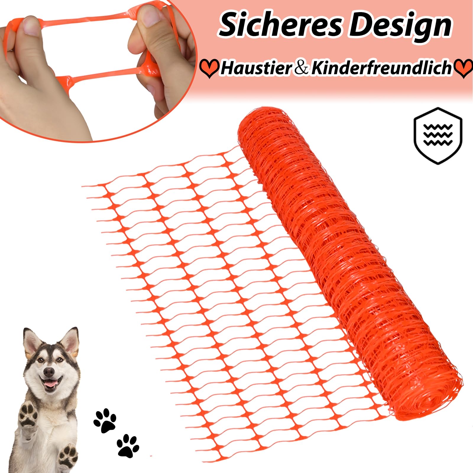 ACXIN Valla de seguridad 1 x 80 m, malla de 75 x 35 mm (largo x alto), red de aves, valla de advertencia para jardín, construcción, granja, sin flejes, naranja, 1 rollo