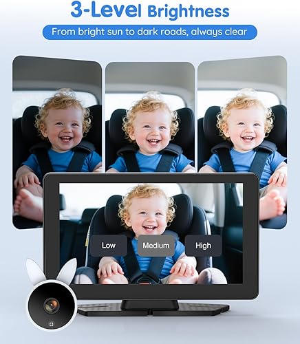 Miniatura 6 de Babyvue BV4 Cámara de coche para bebé de 7 pulgadas, pantalla IPS 1080P HD con visión nocturna IR, cámara de asiento trasero Plug & Play alimentada