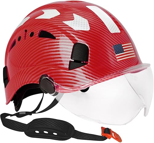 Cascos cascos con patrón de fibra de carbono  Construcción aprobado por la OSHA, ANSI Z89.1 Tipo 1 Clase C Casco de seguridad ajustable ventilado