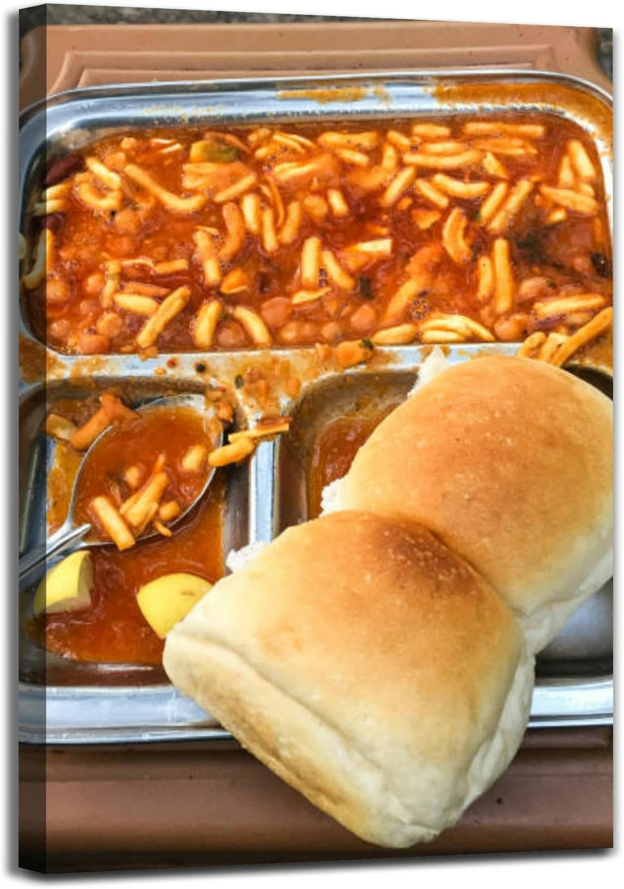 Misal Pav Bread Breakfast Bun Bread Dinner Canvas Wall Art Decor For Bedroom Living Room Painting Large Framed Picture Posters Prints Bathroom Office Kitchen Artwork 20x30